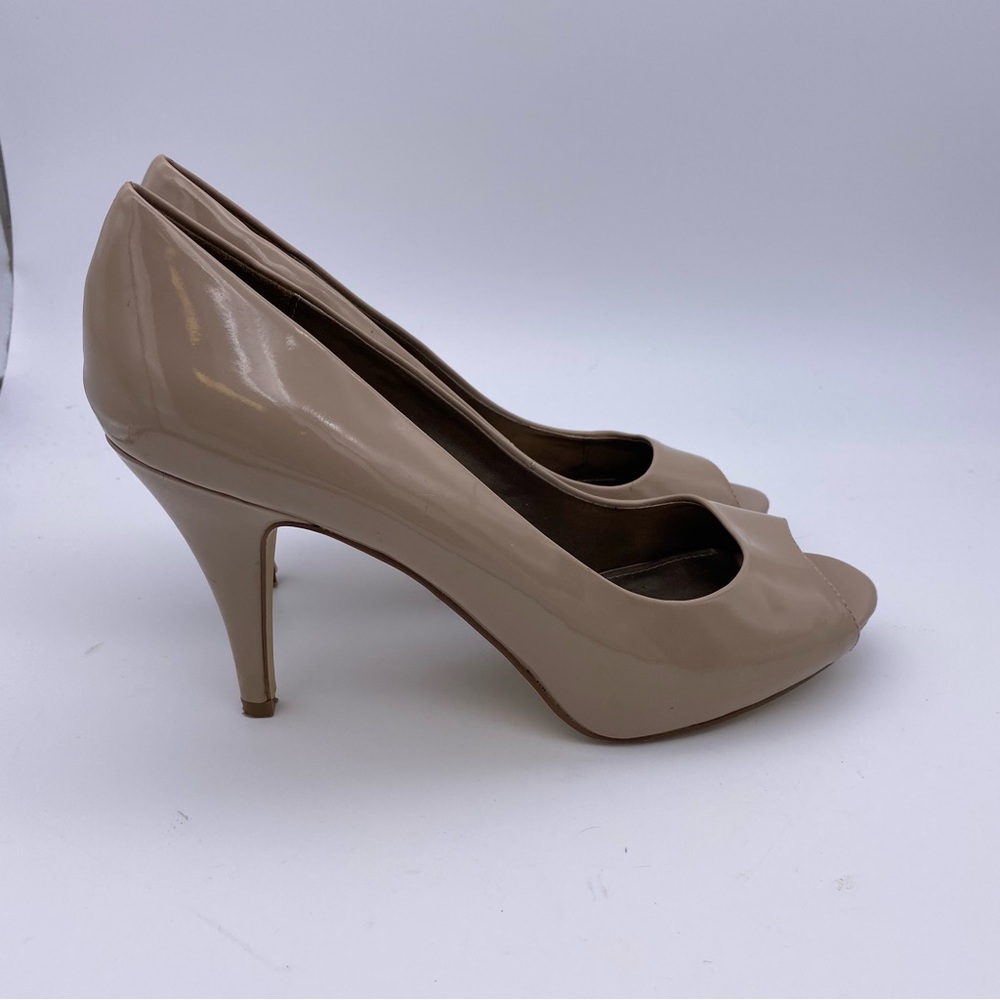 Fergalicious  Grace Nude Peep Toe Patent High Heel Shoes